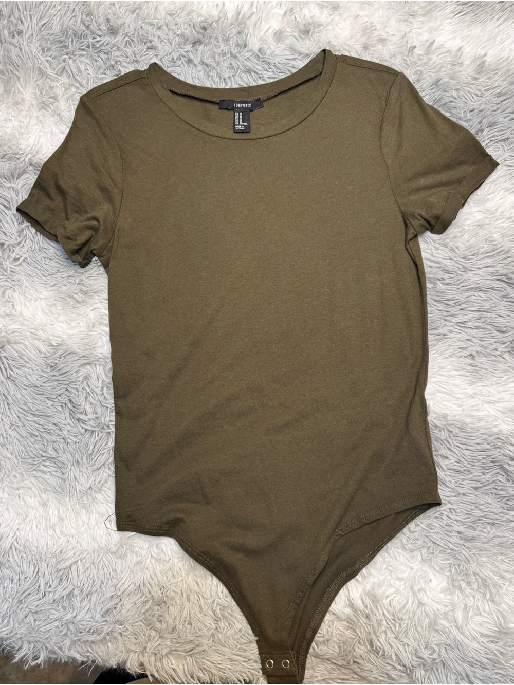 Forever 21 Olive Short Sleeve Bodysuit